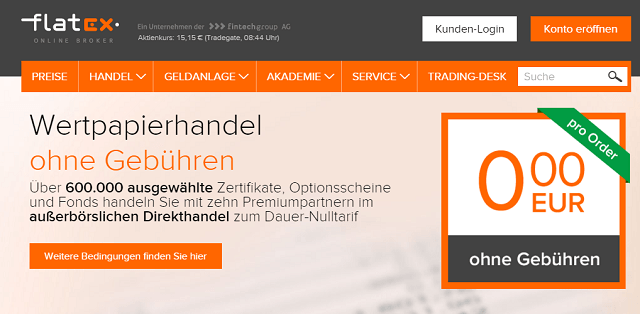 flatex Wertpapierhandel gebührenfrei