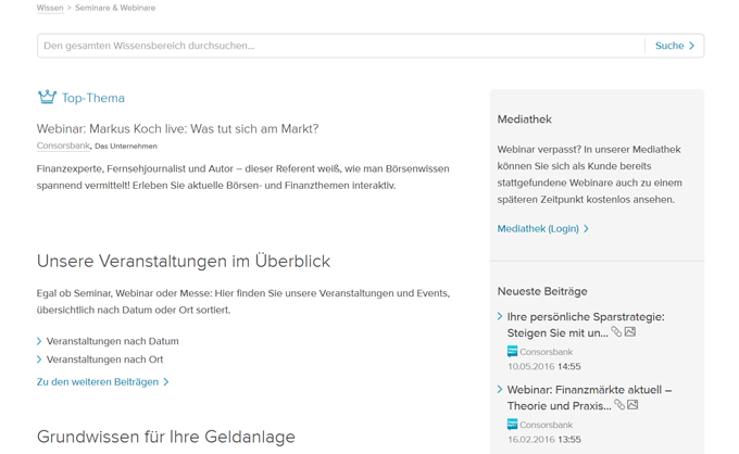 Consorsbank Webinare und Seminare
