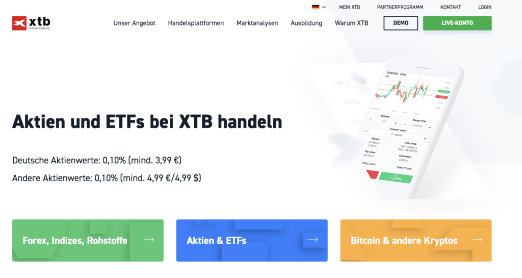 Zahlreiche Investment-Möglichkeiten bieten sich bei dem Online-Broker XTB