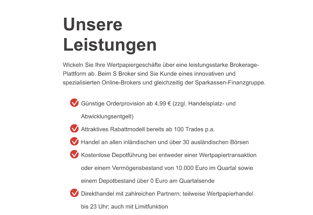 S Broker Depot Leistungen