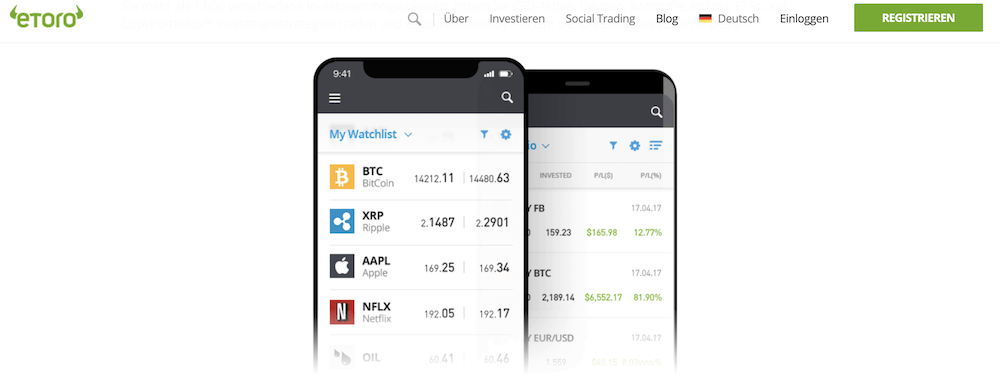 Trading App Testsieger: eToro Aktien App